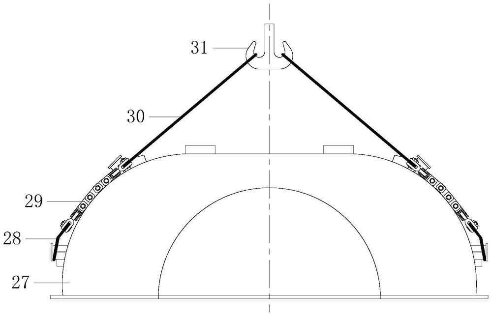 Low-pressure cylinder chain type hoisting adjusting device and method