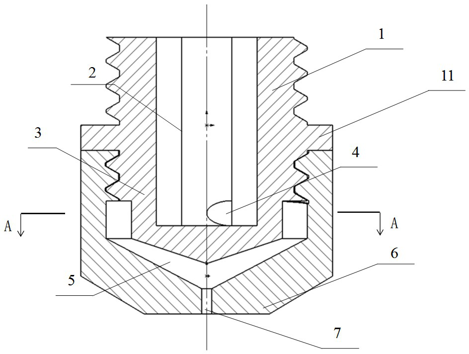 Small low-flow-resistance swirl nozzle