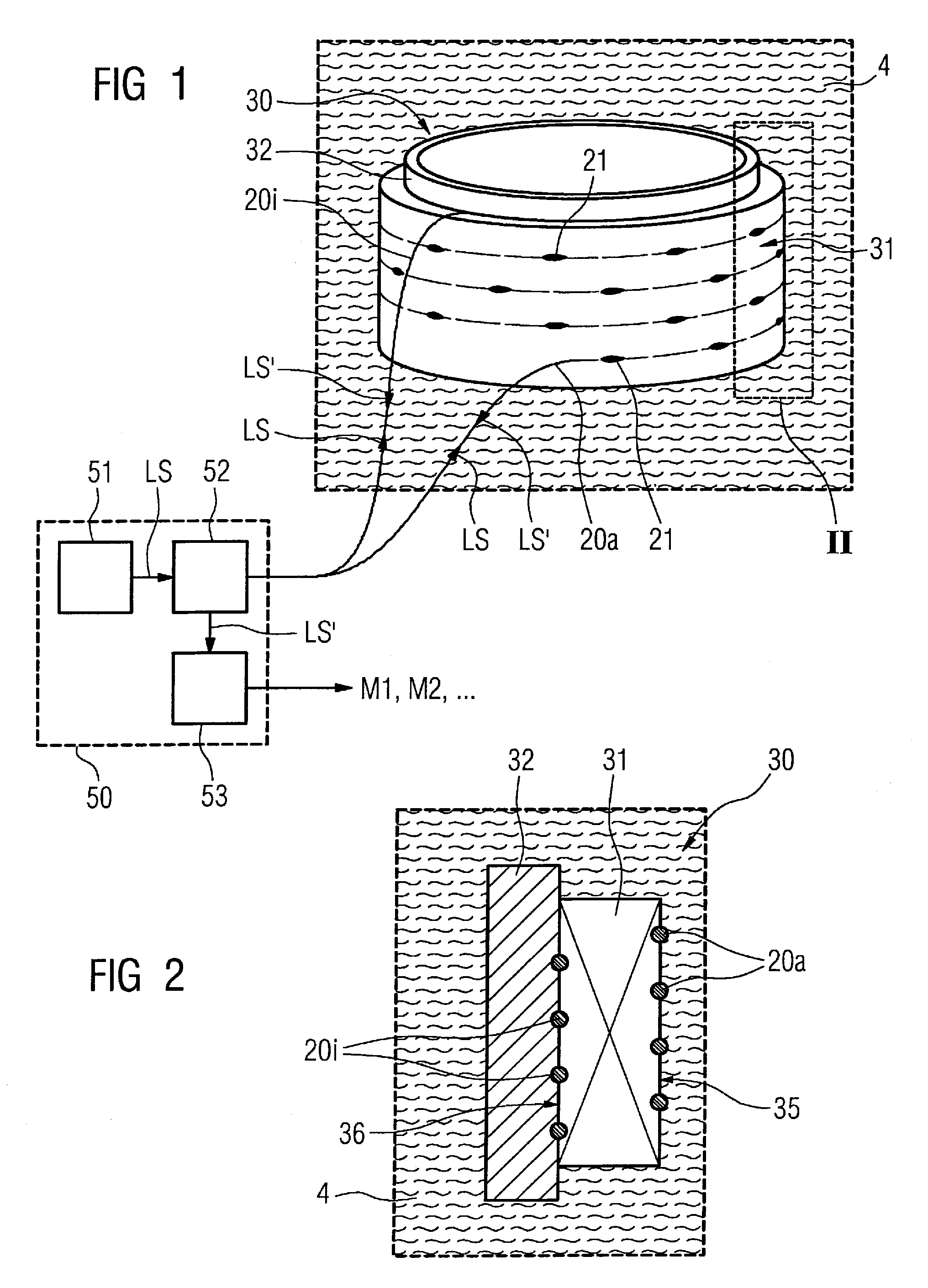 Optical measuring device for determining temperature in a cryogenic environment and winding arrangement whose temperature can be monitored