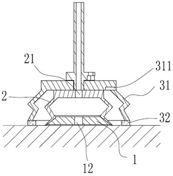 A sliding suction cup with an elastic sheath