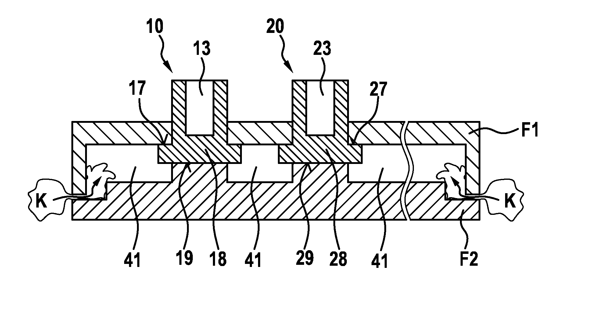 Assembly for a prefabricated terminal block and method for producing prefabricated terminal blocks