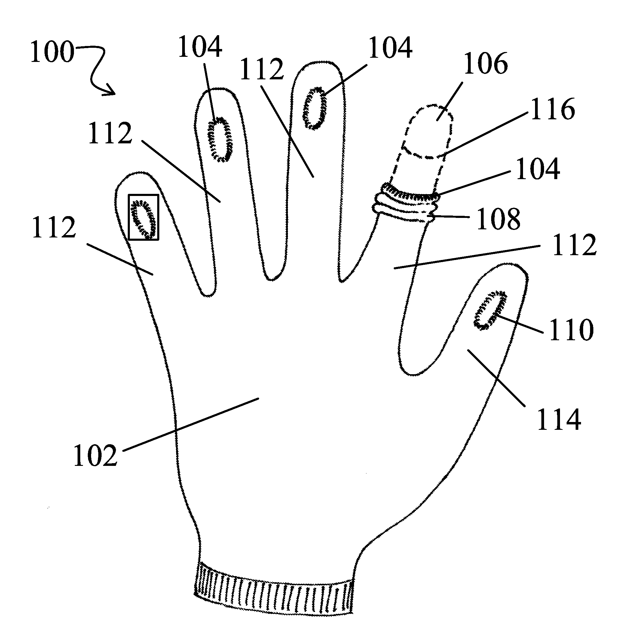 Glove with Fingertip Exposable Tactile Portions