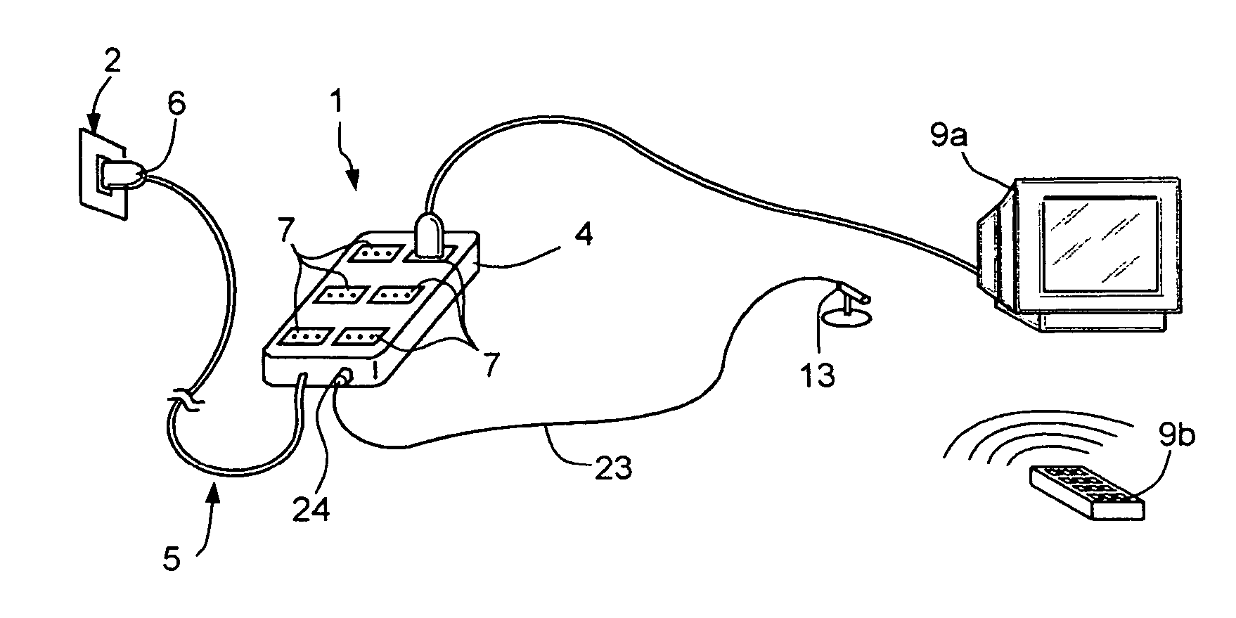 Device for connecting electric household appliances to an electric power main