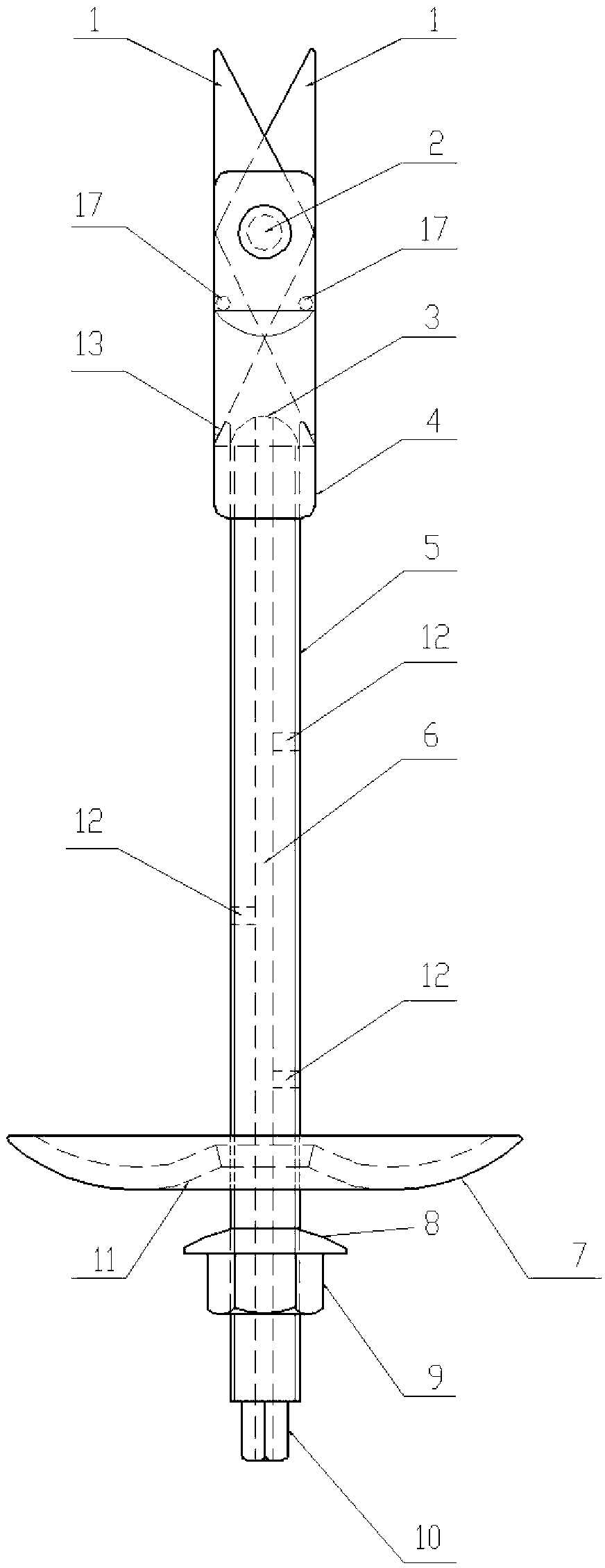 Shear type expansion anchor rod and extension application thereof