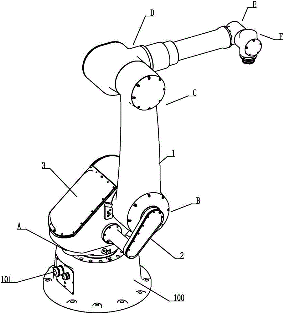 Six-axis spraying mechanical arm