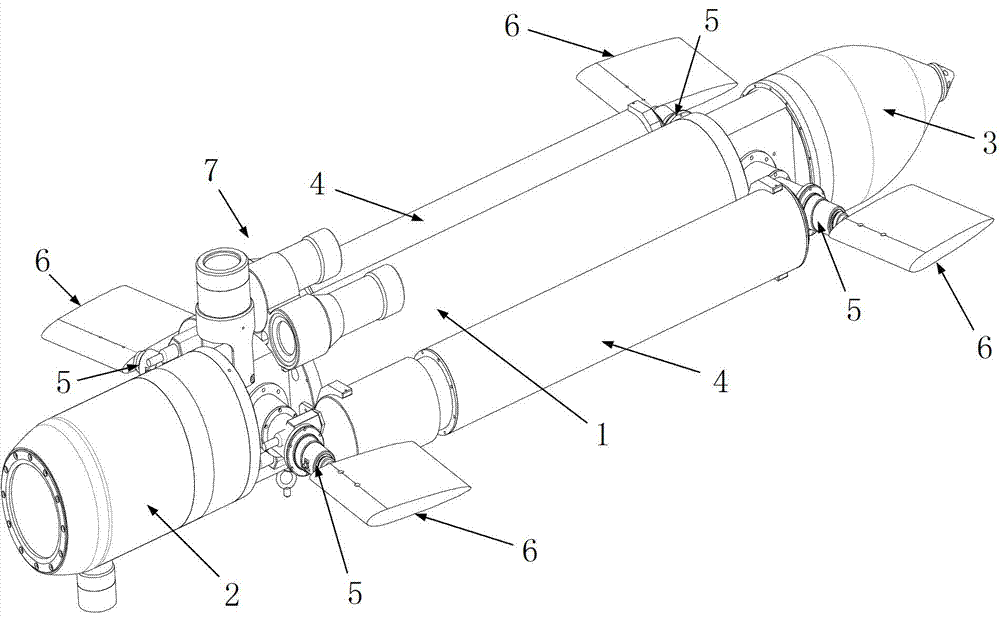 Sea turtle four-fin flapping imitating type autonomous underwater robot