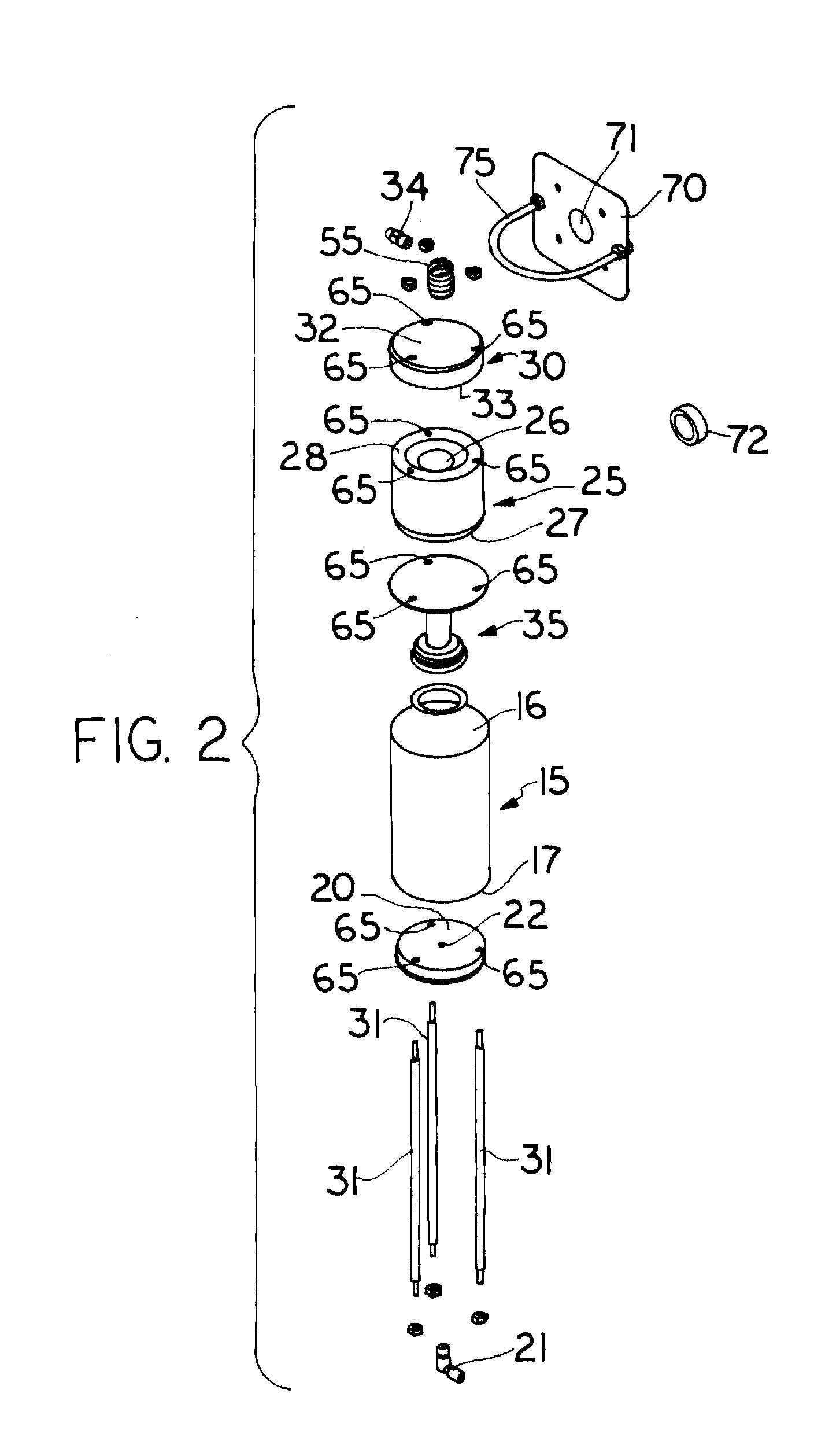 Diaphragm actuated blow-back valve and reservoir