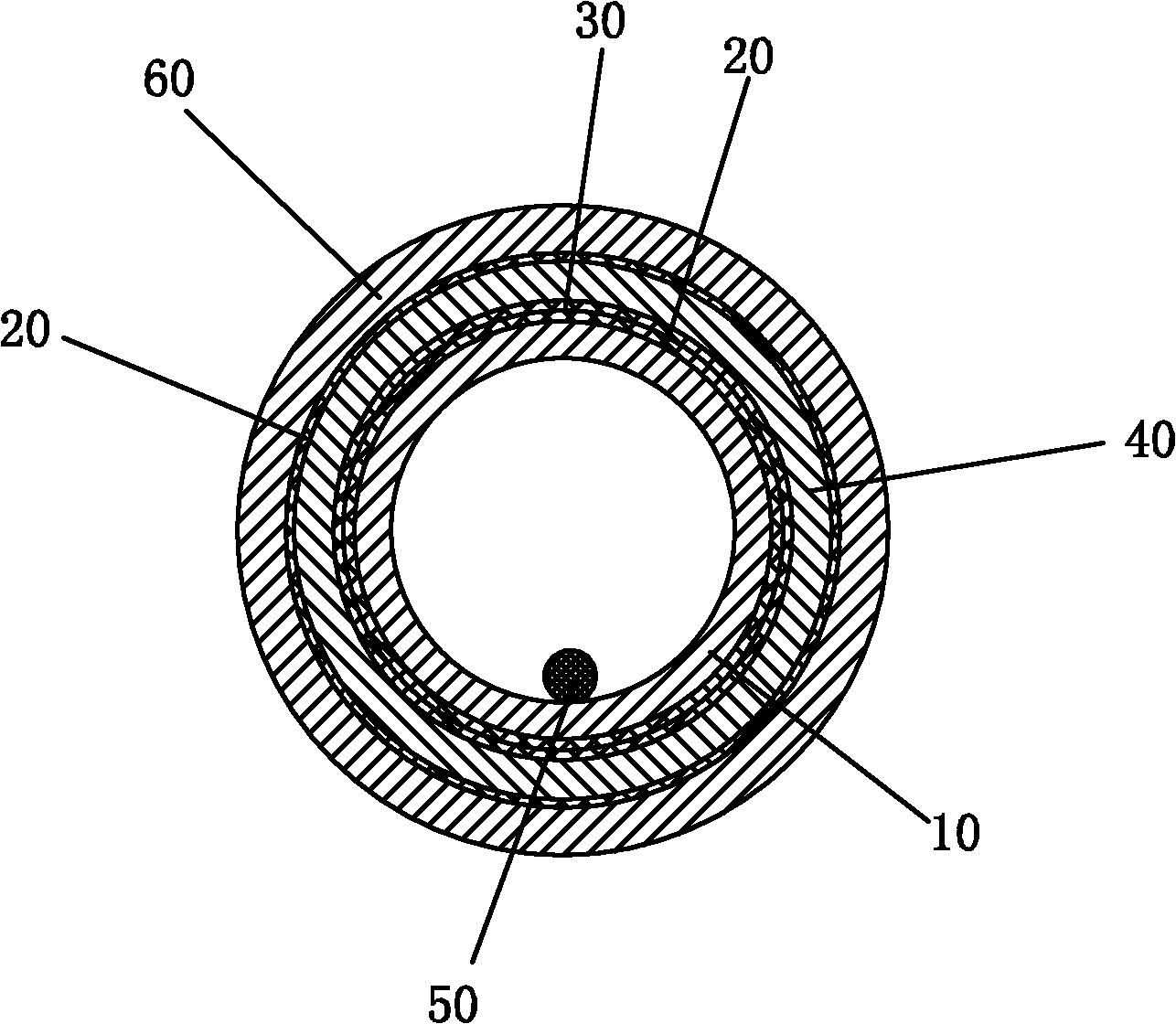 Discontinuous flow-preventing high-pressure hose and production process thereof