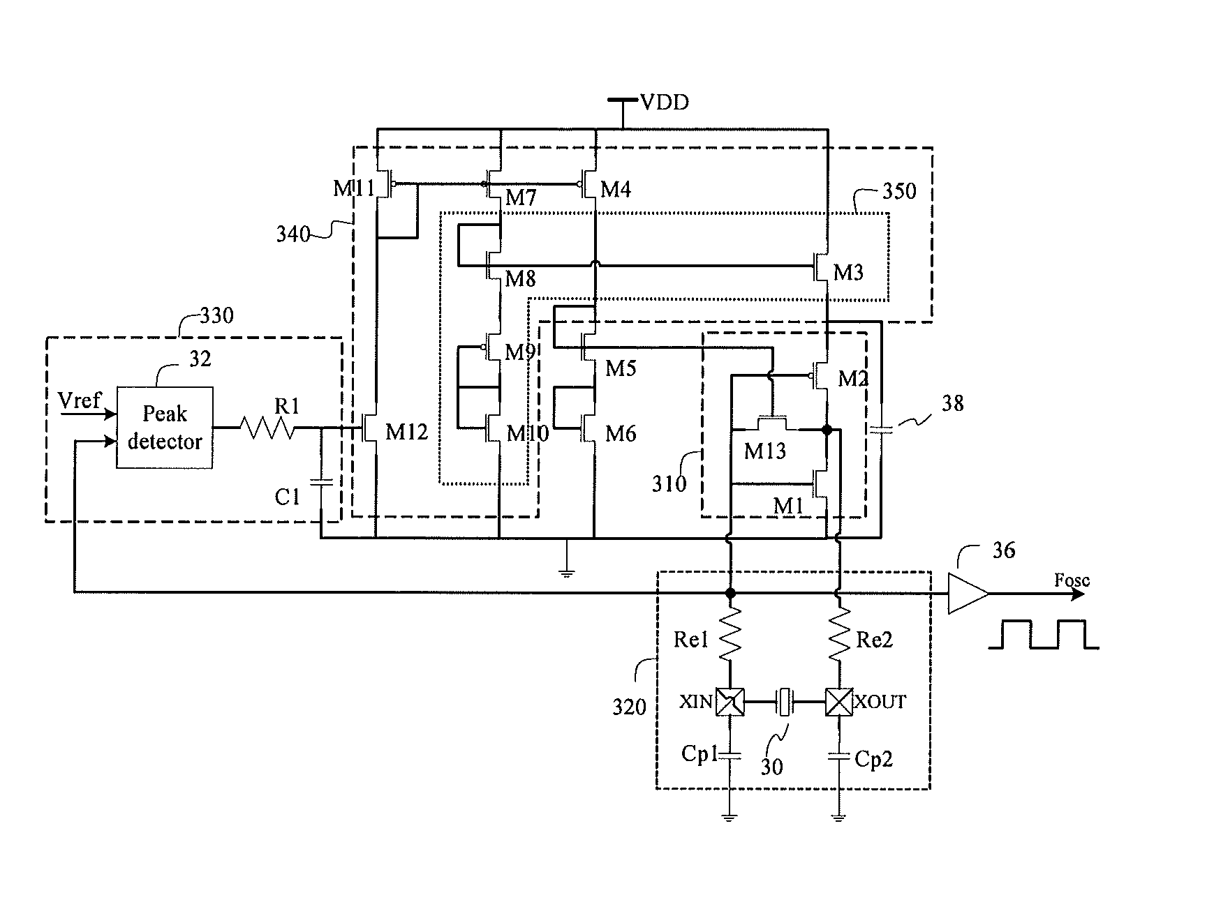 Crystal oscillator circuit having low power consumption, low jitter and wide operating range