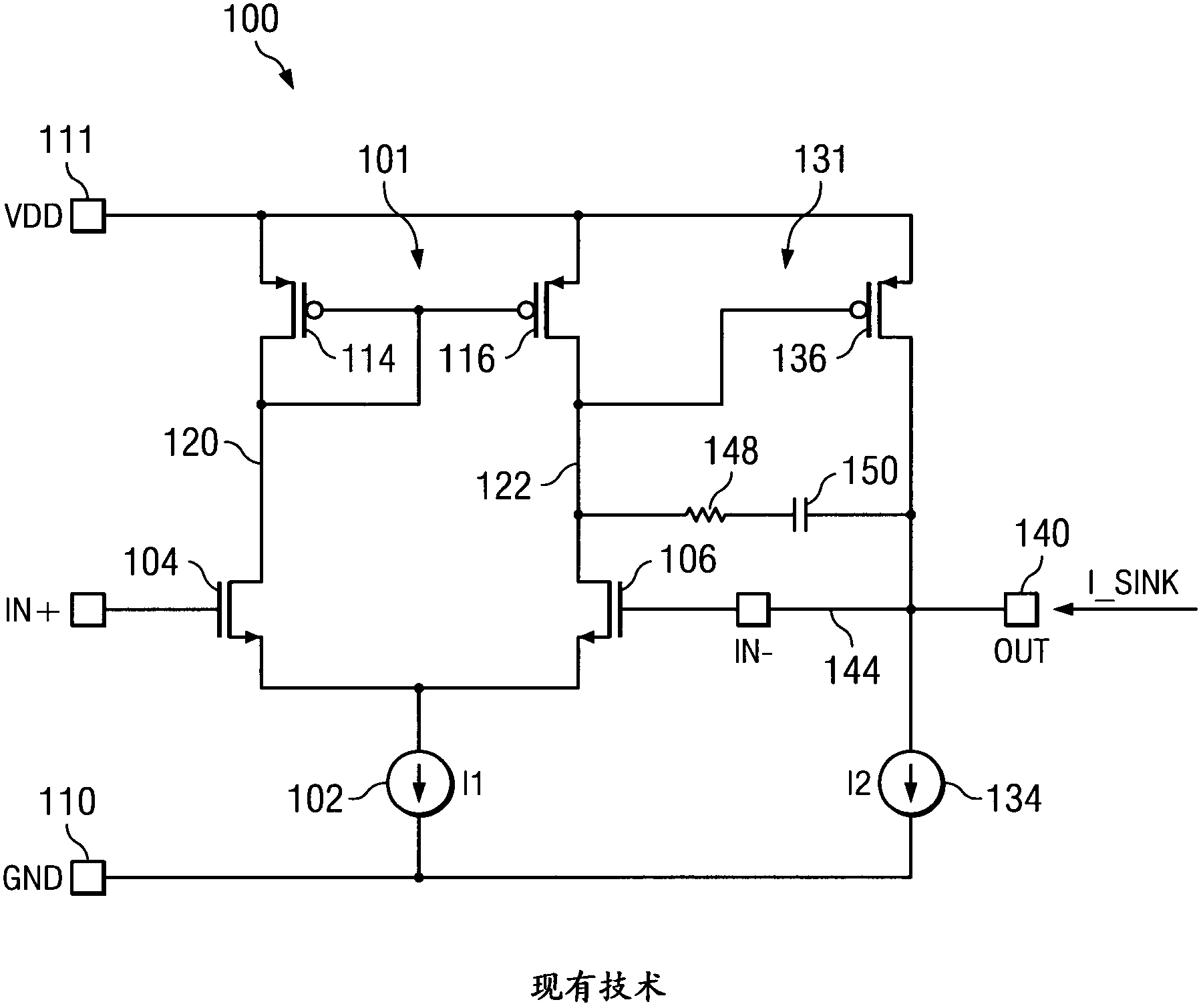 Operational transconductance amplifier with enhanced current sinking capacity