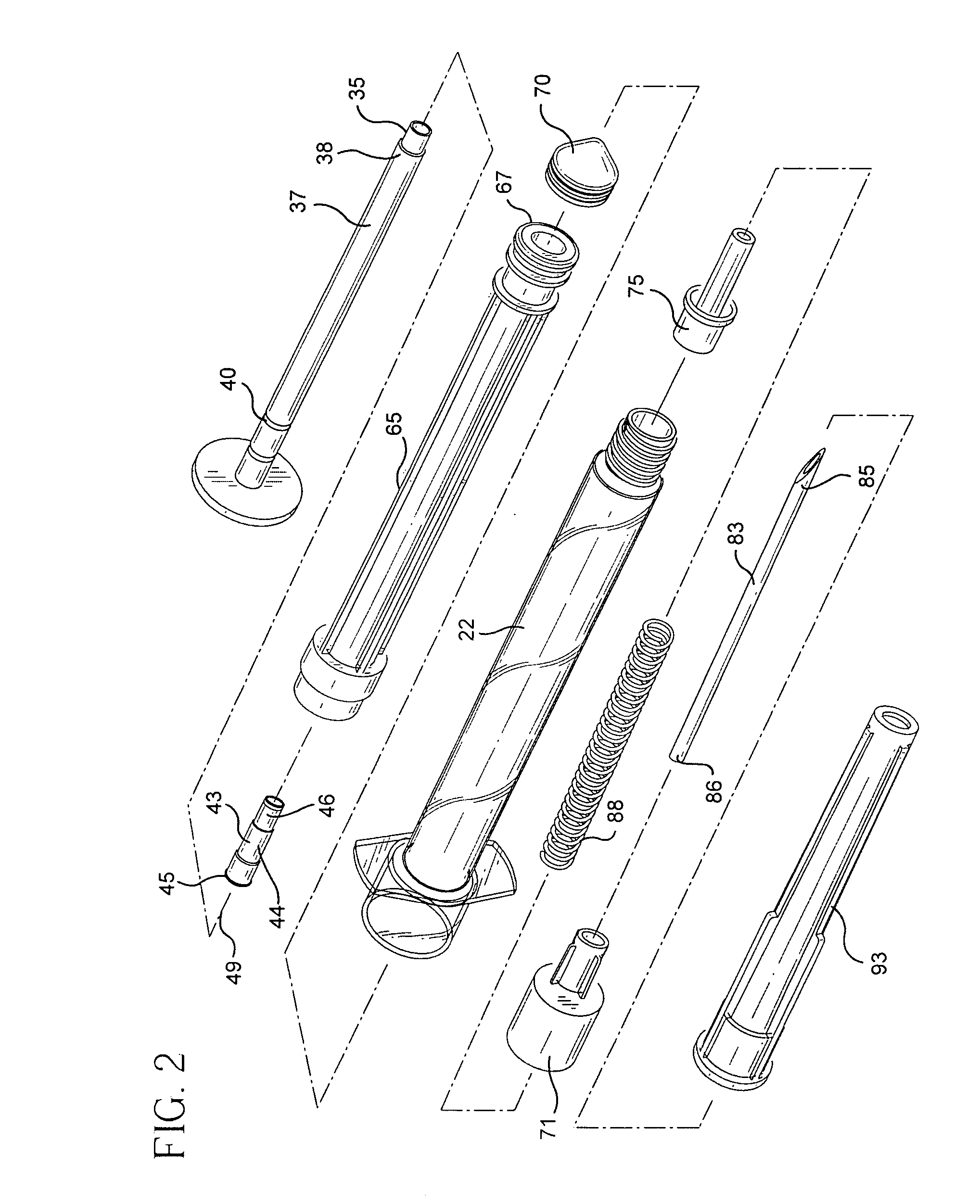 Cutting element for a retracting needle syringe