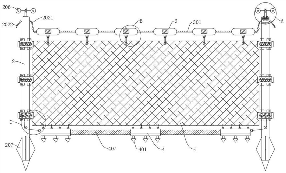 Barrier net for protecting submerged plants in deep water area and submerged plant planting method