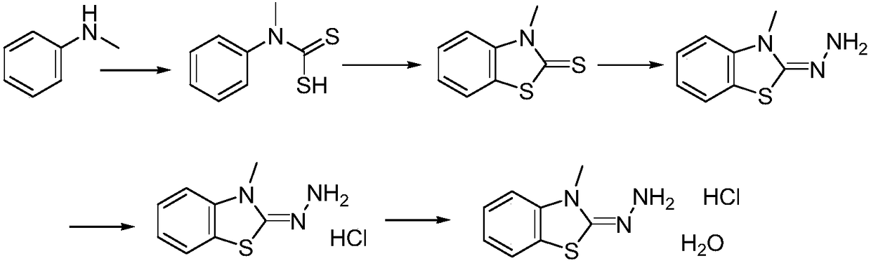 Method for synthesizing 3-methyl-2-benzothiazolinone hydrazone hydrochloride and its hydrate