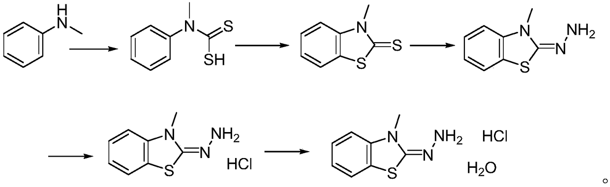 Method for synthesizing 3-methyl-2-benzothiazolinone hydrazone hydrochloride and its hydrate