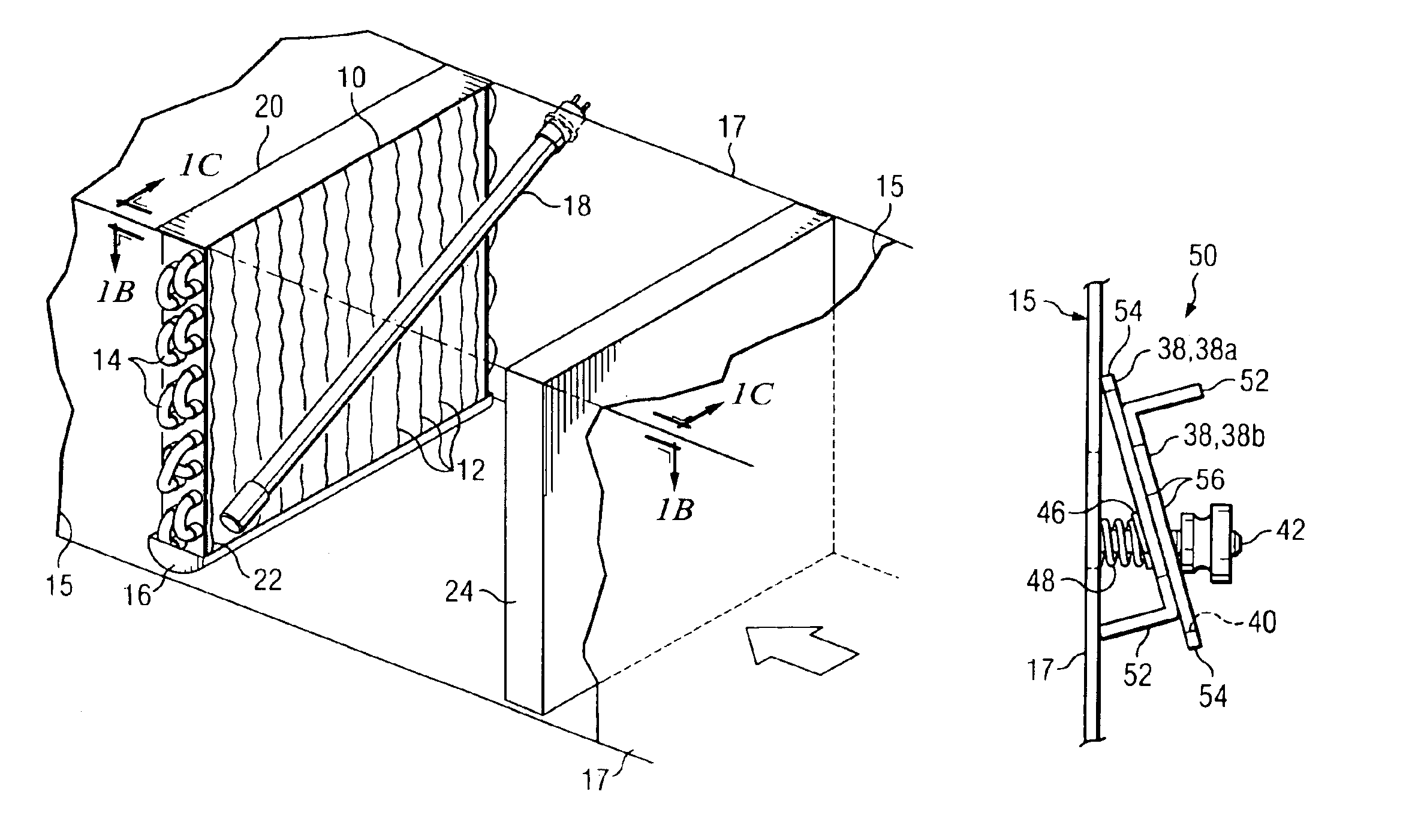 Germicidal lamp retaining assembly