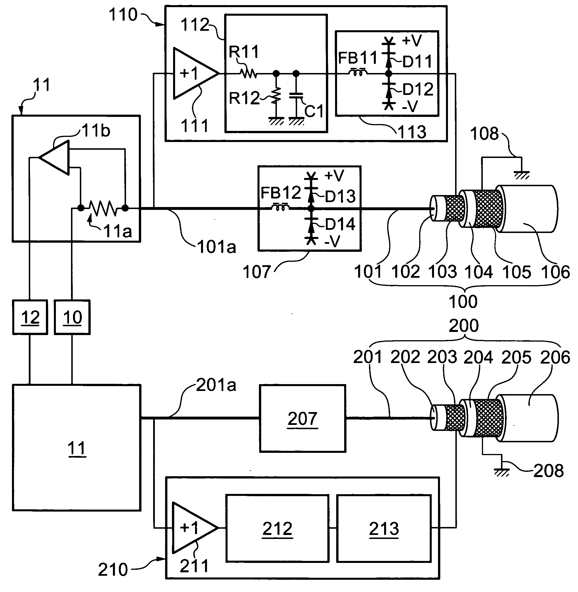 Shielded cable, and bioelectrical impedance value or biological composition data acquiring apparatus using the same