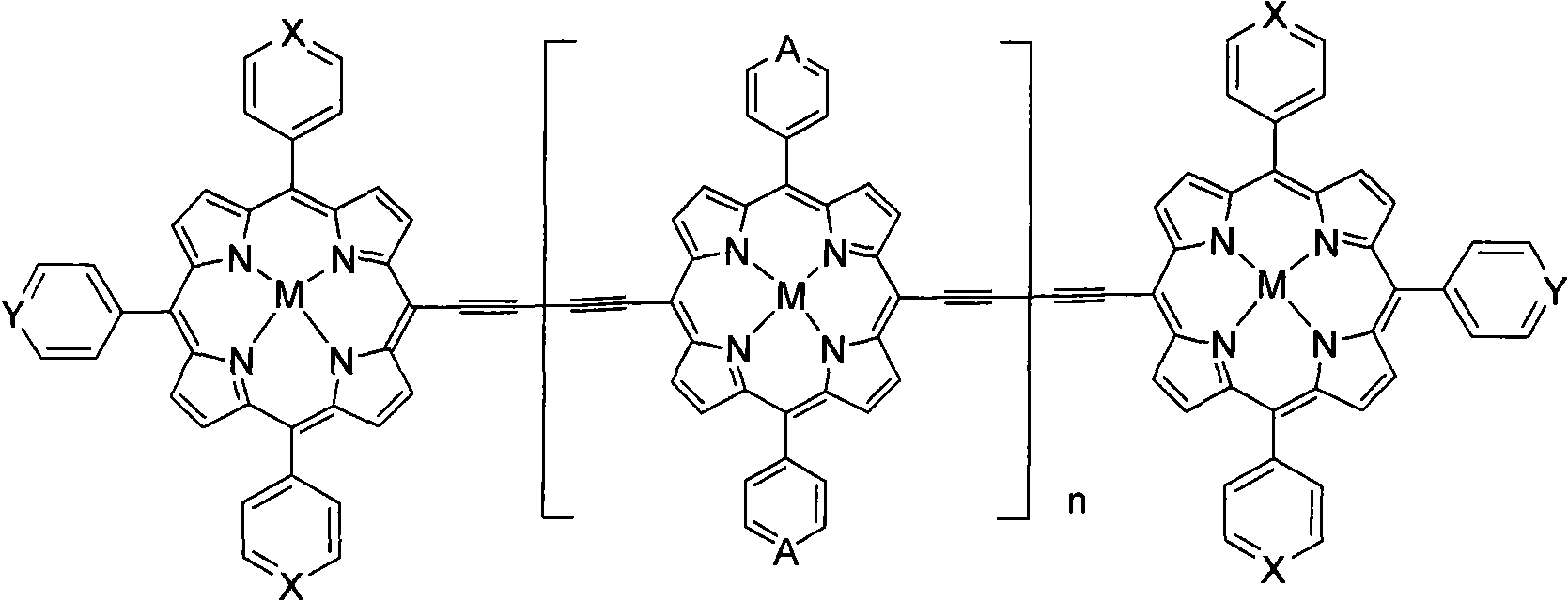 Near infrared fluorescent compounds of porphyrins connected with alkynyl and preparation method