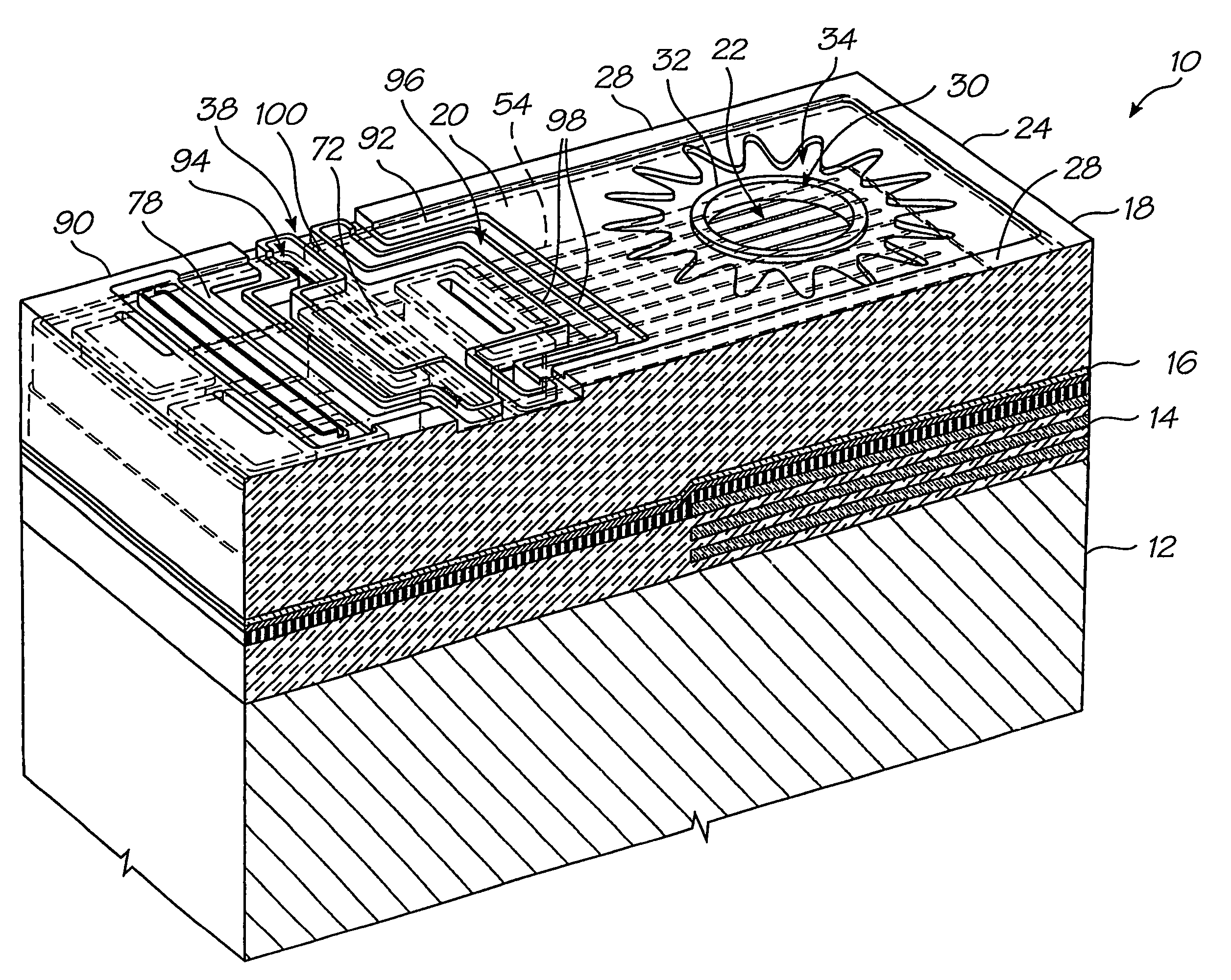 Discrete air and nozzle chambers in a printhead chip for an inkjet printhead