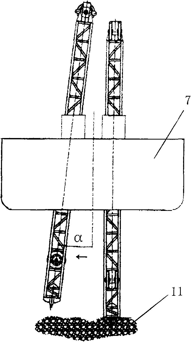 Movable pile type positioning device of engineering ship