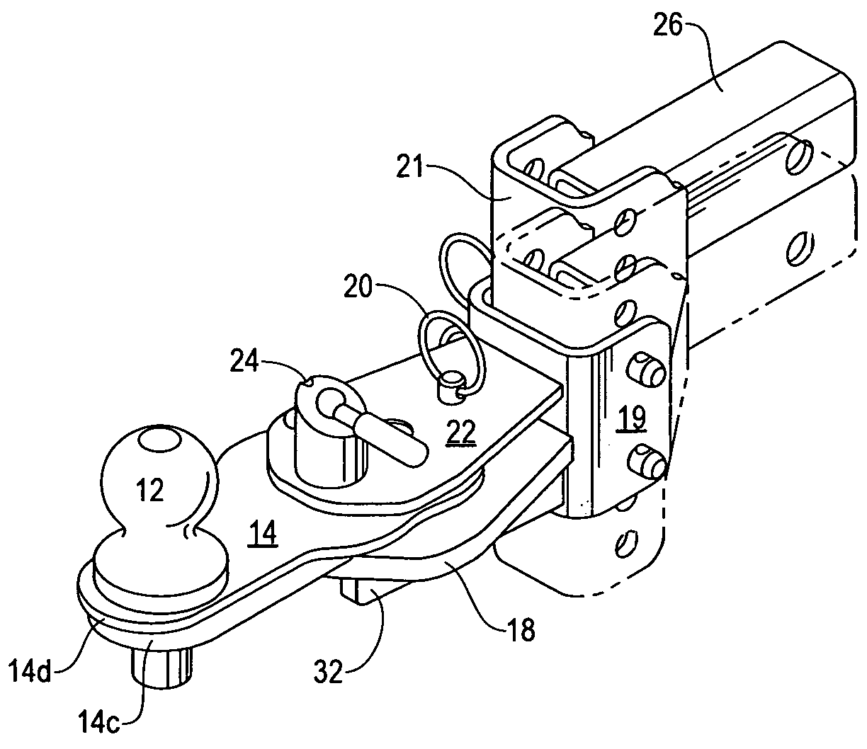 Adjustable hitch for towing