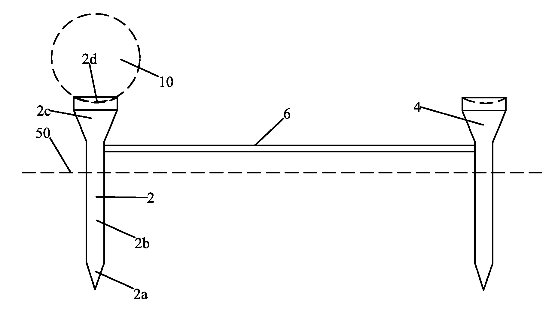 Method and apparatus for double golf tee