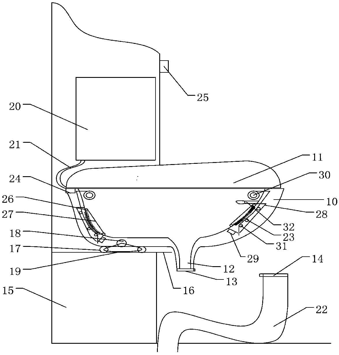 Automatic push-pull partially-embedded toilet based on big data