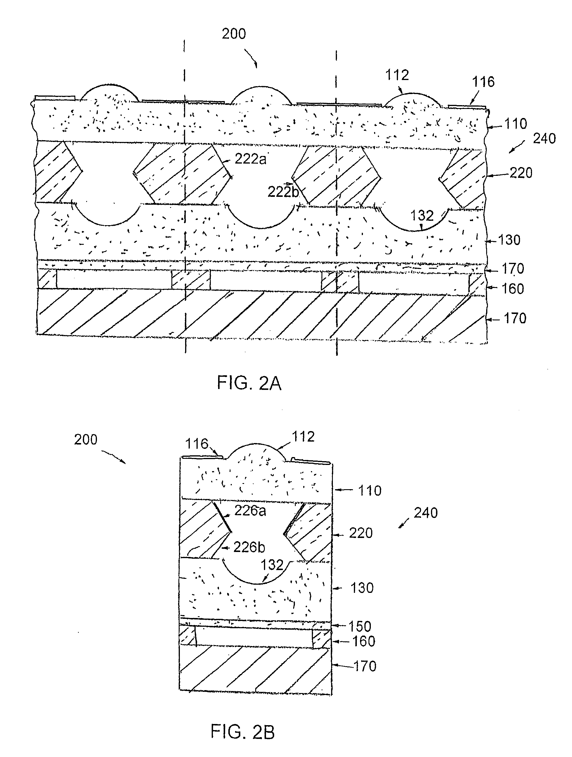 Internal noise reducing structures in camera systems employing an optics stack and associated methods