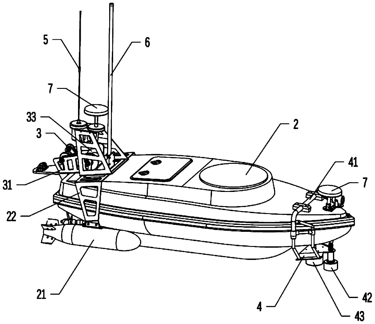 Unmanned-ship-towed underwater magnetic detection system