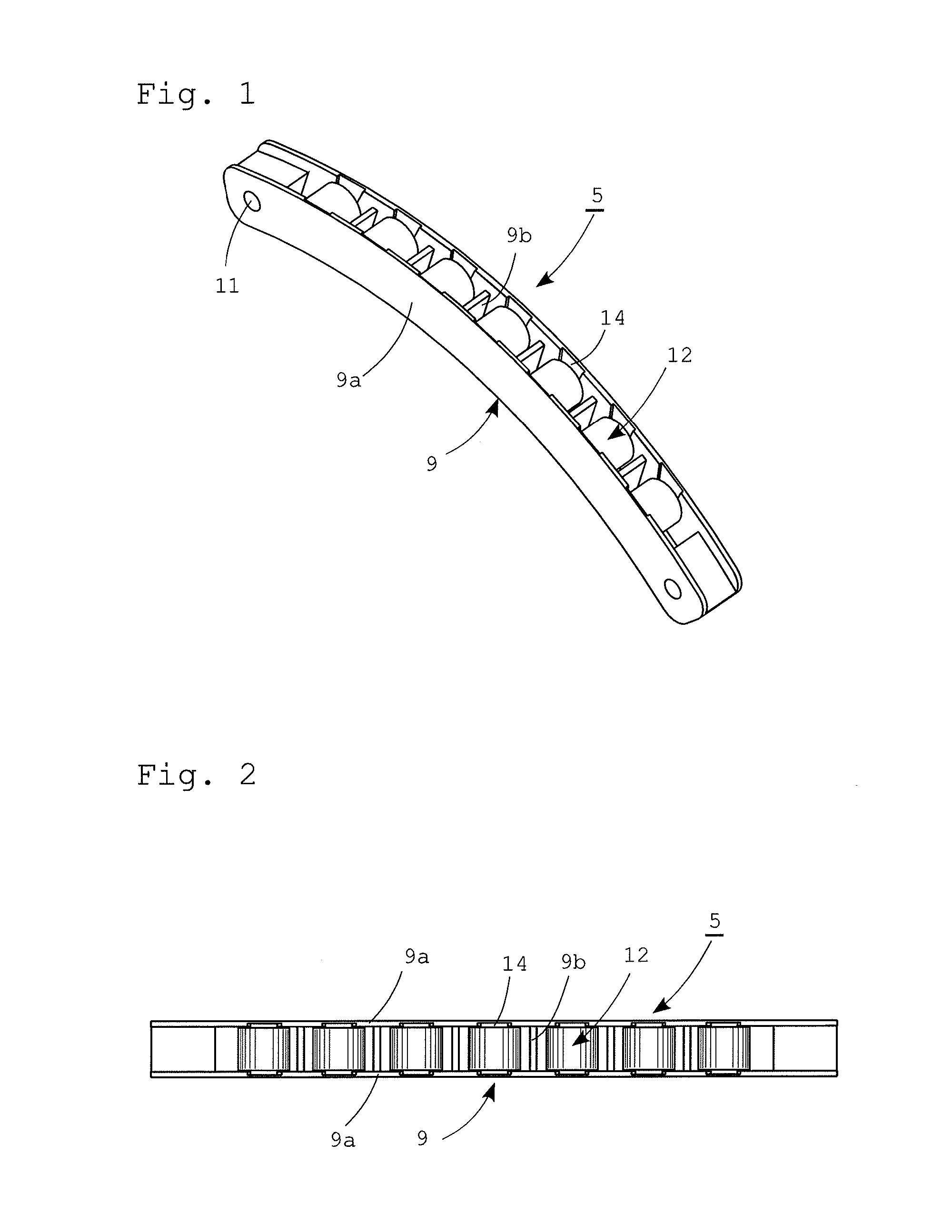 Chain guide and chain tensioner device