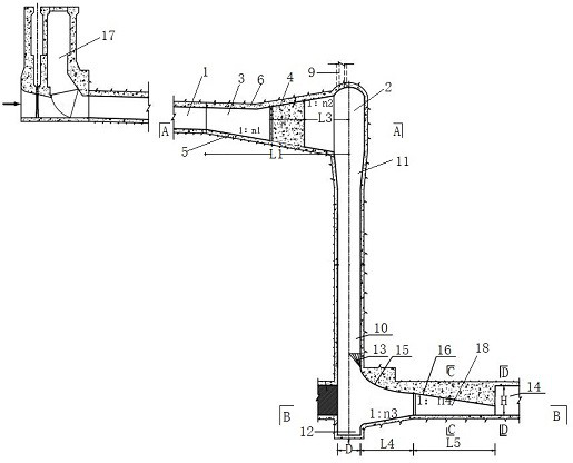 Rotational flow spillway tunnel for reducing flow velocity of outlet of rotational flow tunnel