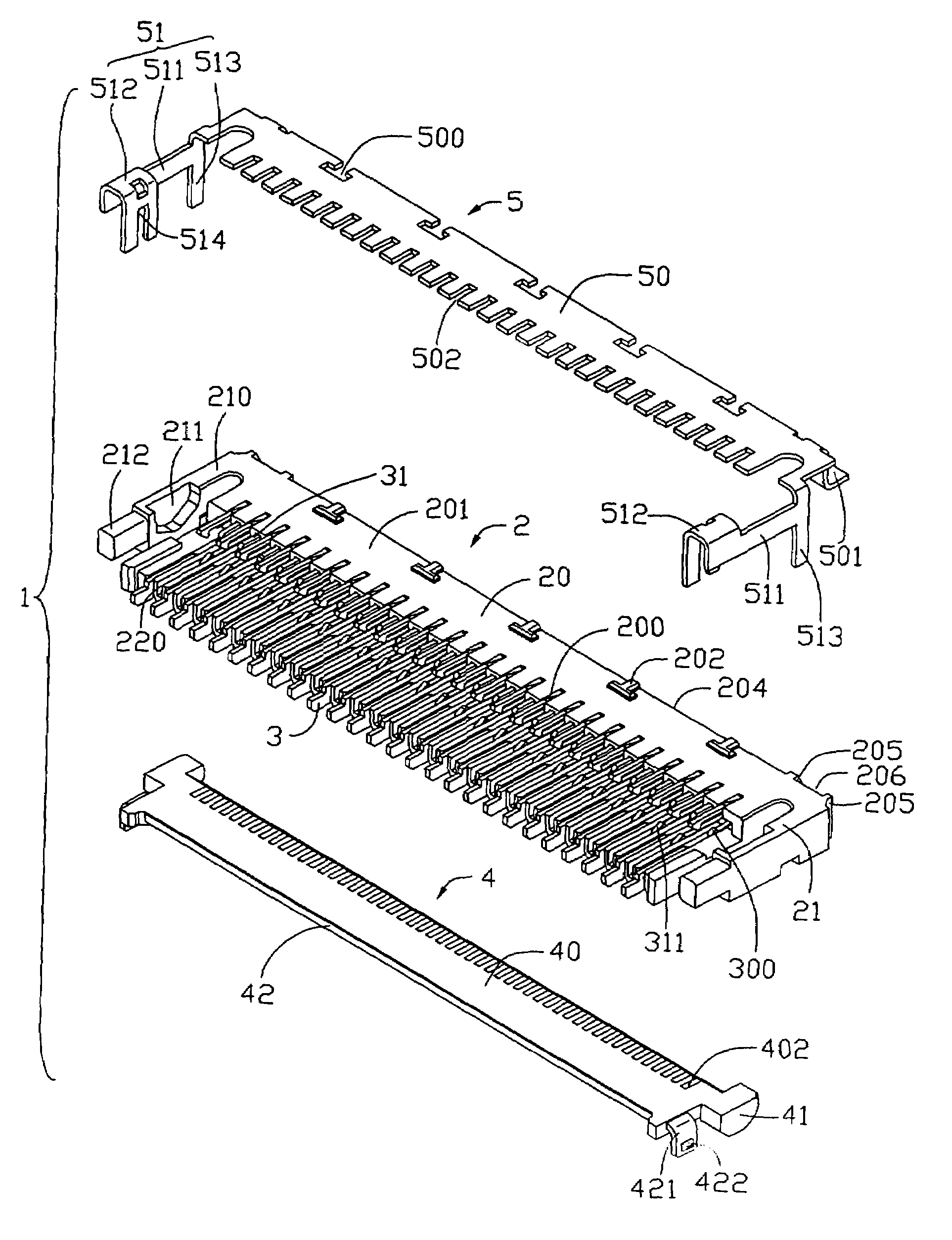 Electrical connector for use with flexible printed circuit