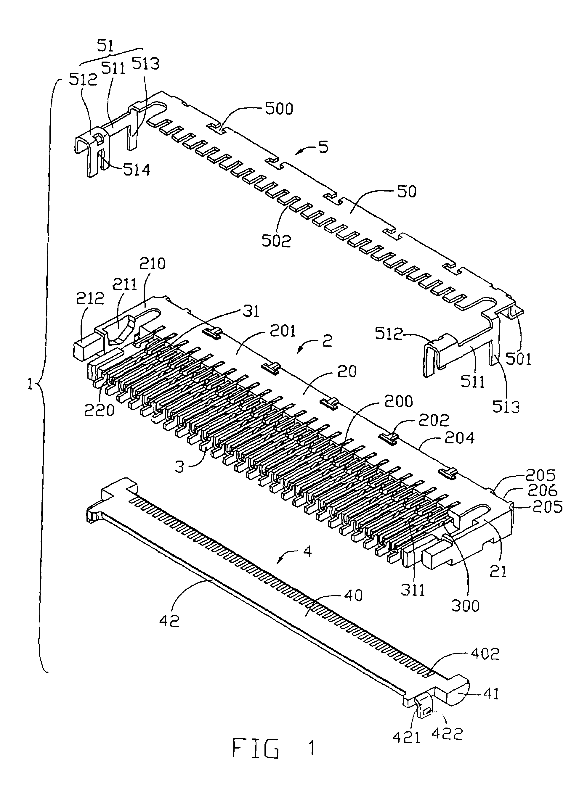 Electrical connector for use with flexible printed circuit