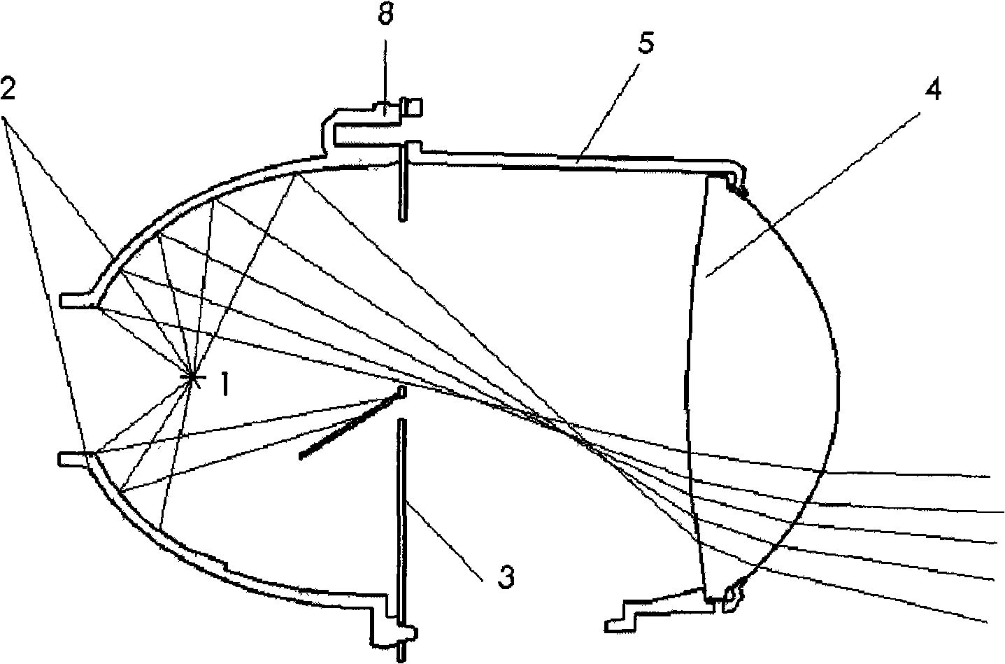 Automobile front shining lamp based on double-convex lens