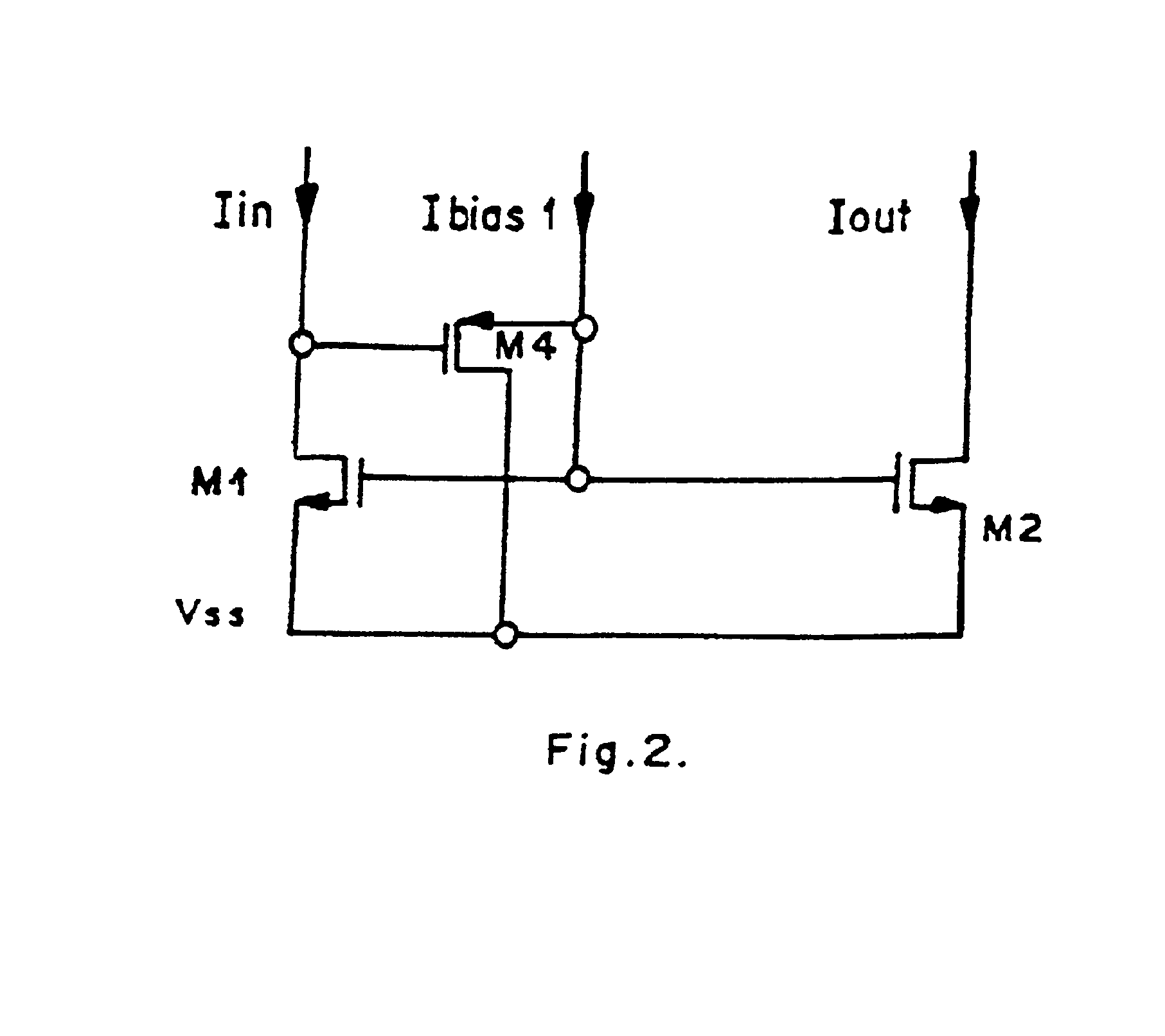 Simulated circuit layout for low voltage, low paper and high performance type II current conveyor