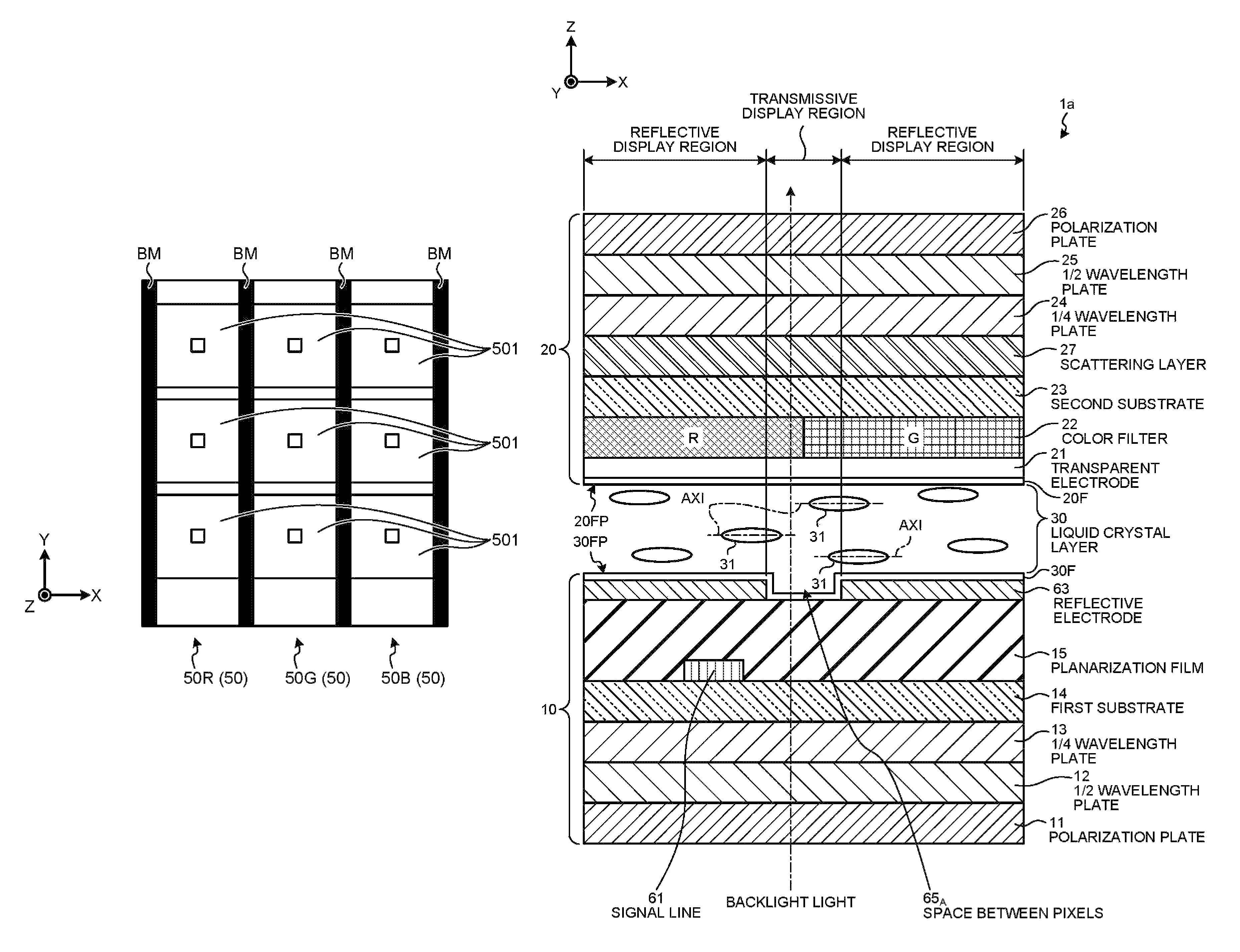 Transflective display device, electronic apparatus, and method of driving transflective display device