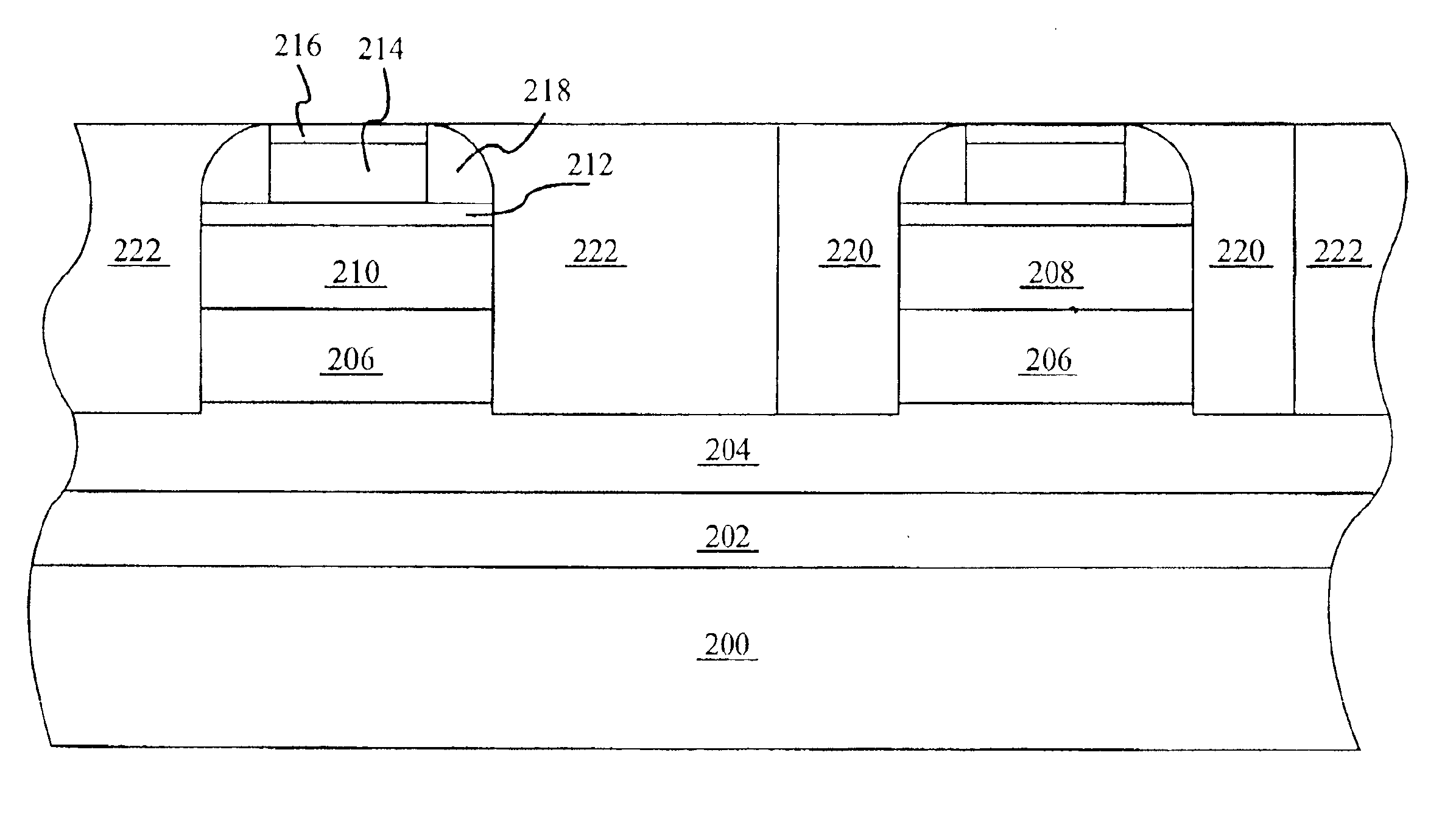 Transistor structure with thick recessed source/drain structures and fabrication process of same