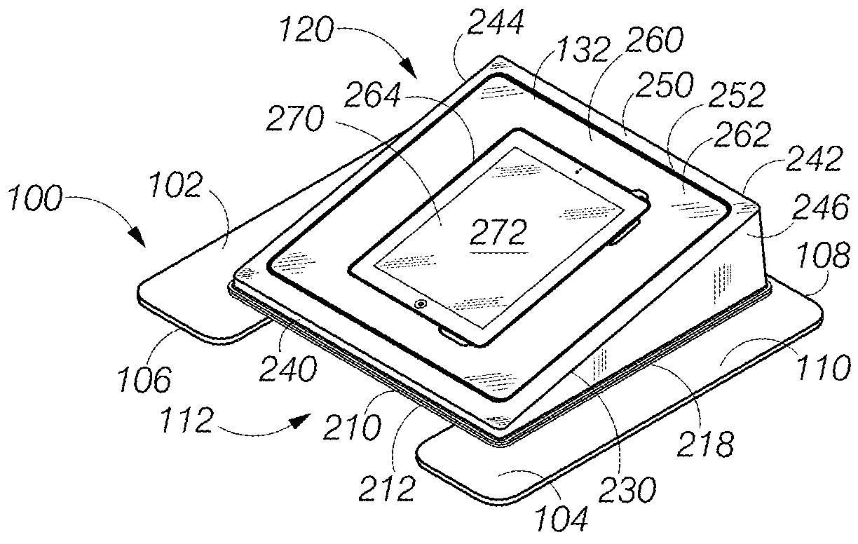 Support structure to enable use of tablet computer by persons with limited manual dexterity