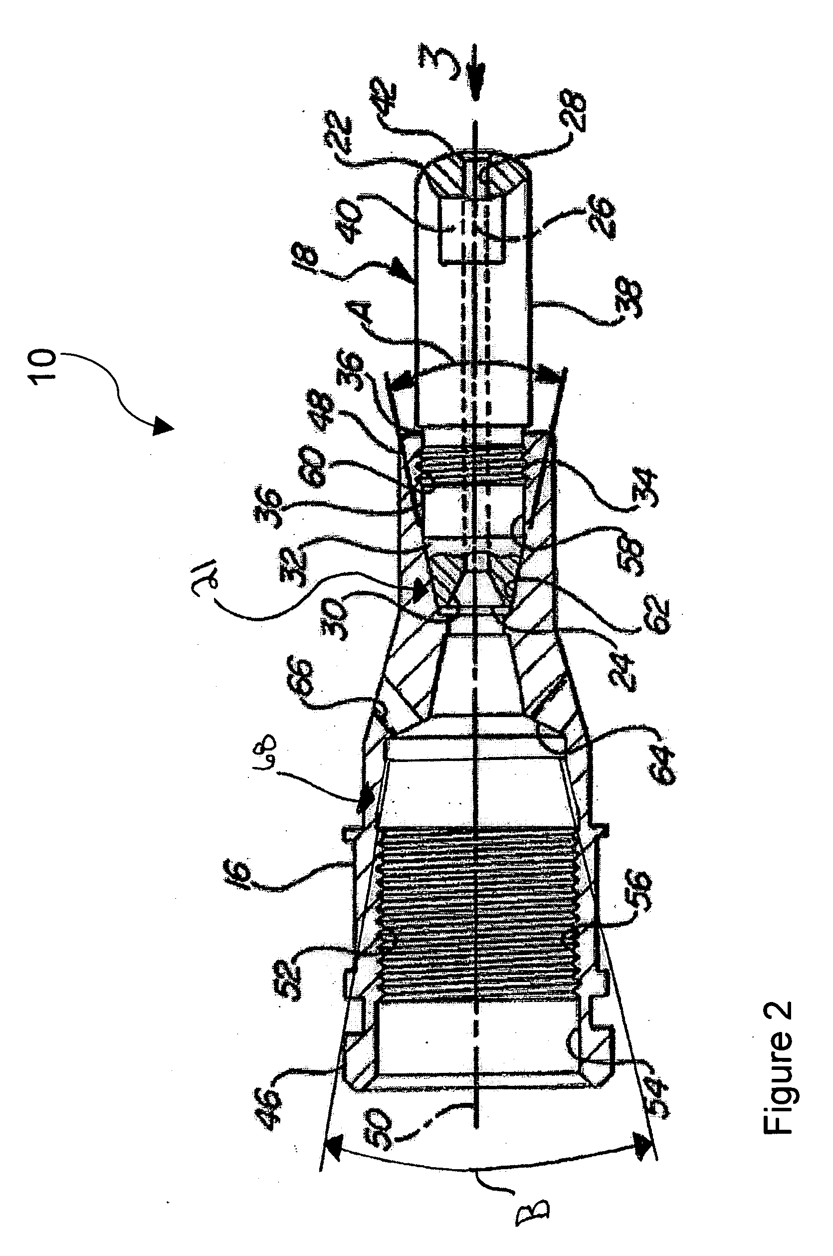 Taper locking features between components of a welding device