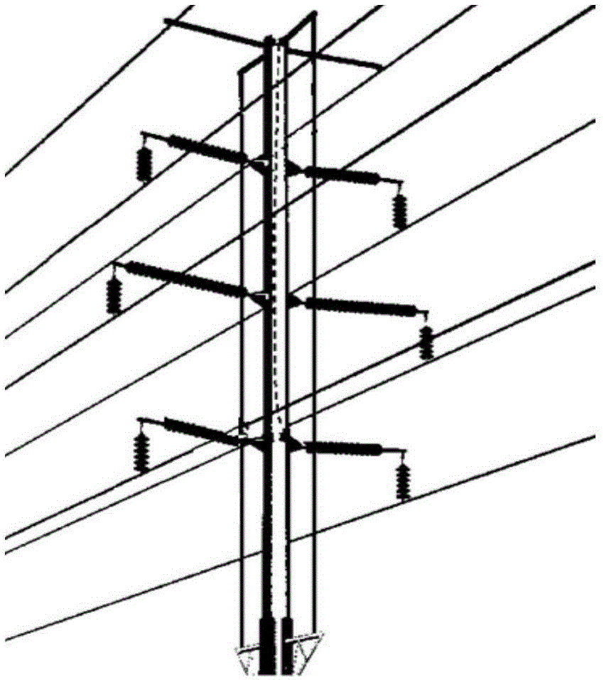 35kv double-circuit tubular composite rod tower