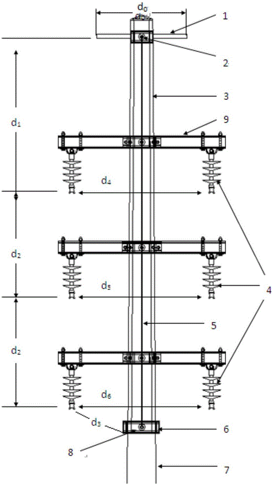 35kv double-circuit tubular composite rod tower