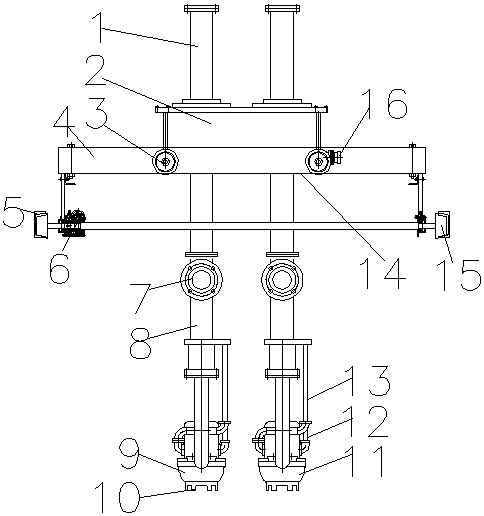 A multi-head mobile unloading crane tube