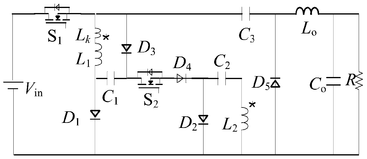 Double-switch type DC/DC converter circuit topological structure