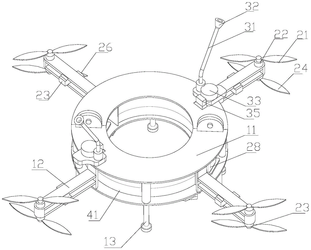 Detachable ring-pillar type hollow unmanned aerial vehicle and operation method thereof