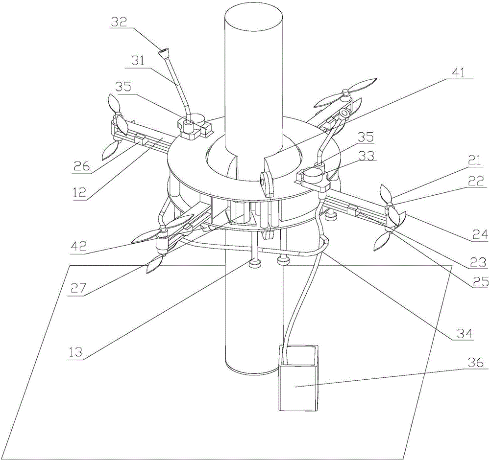 Detachable ring-pillar type hollow unmanned aerial vehicle and operation method thereof