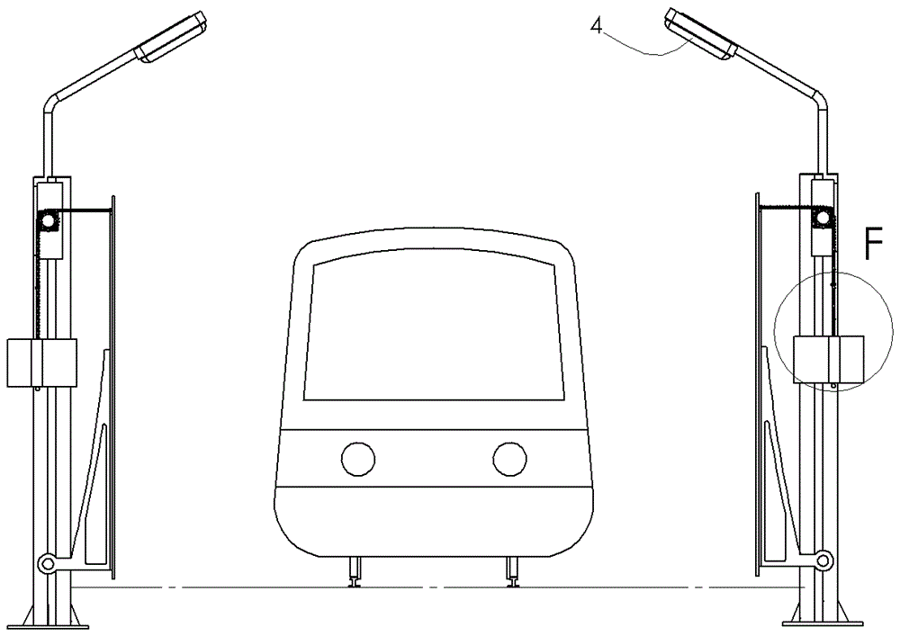 Railway street lamp for generating electricity by using tension spring and suction force and using method thereof