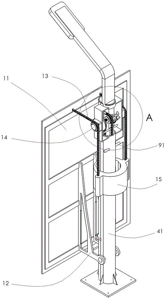 Railway street lamp for generating electricity by using tension spring and suction force and using method thereof