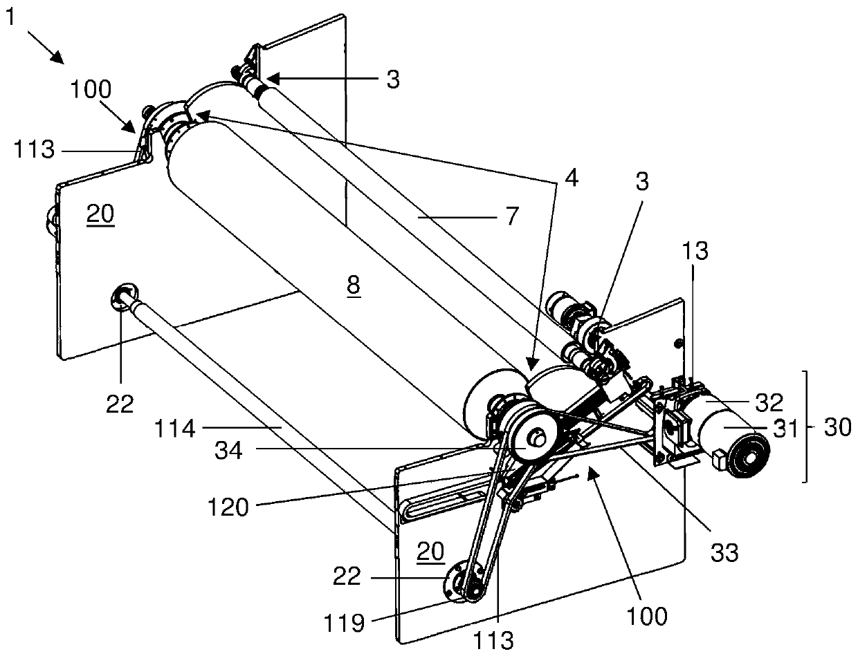 Transport device for web winding machines