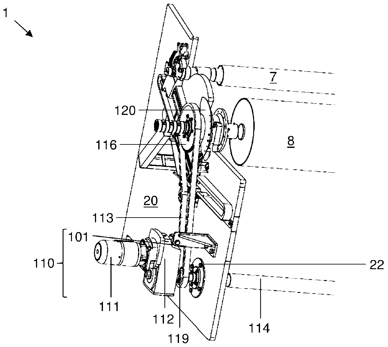 Transport device for web winding machines