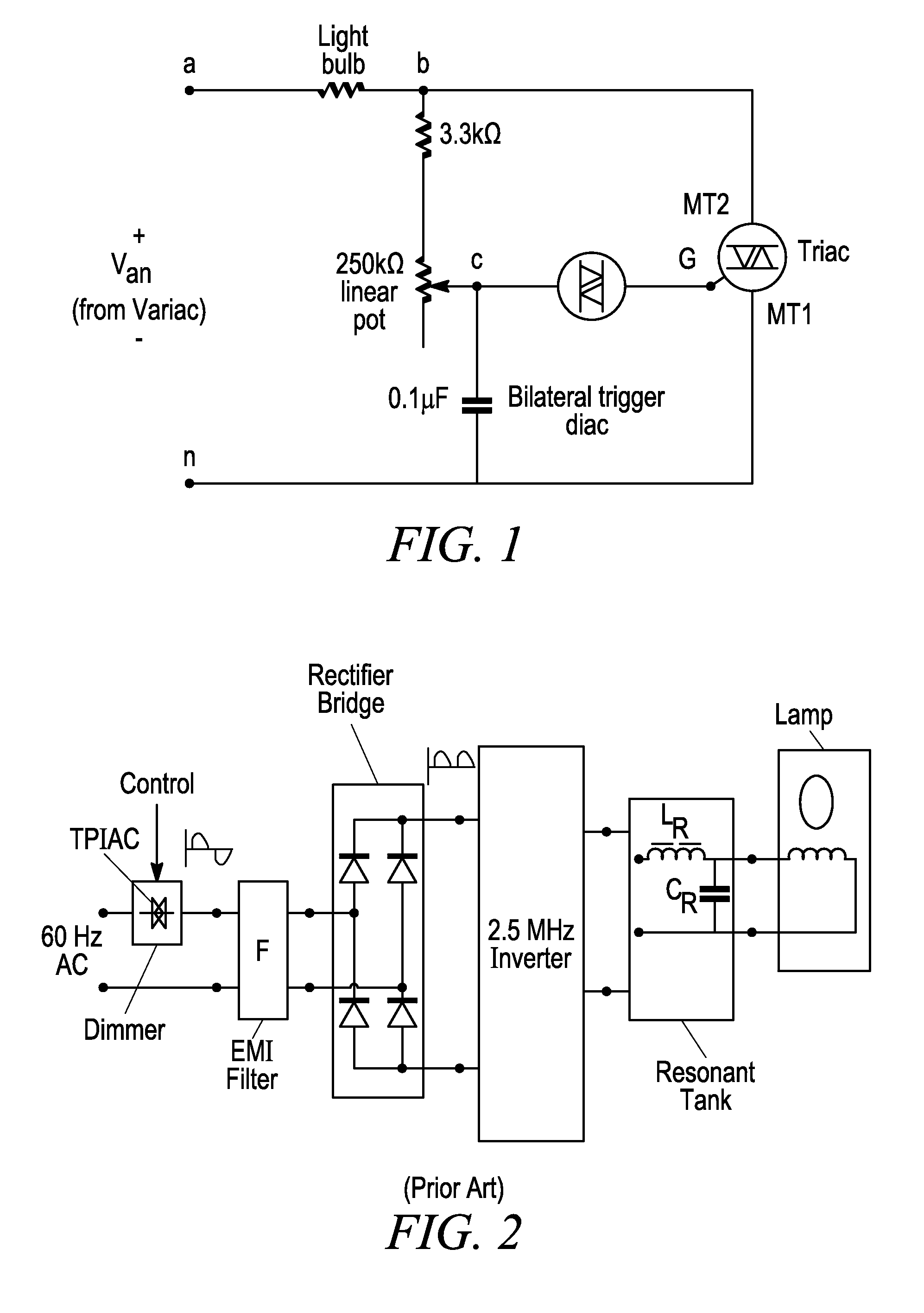 Arrangements and methods for triac dimming of gas discharge lamps powered by electronic ballasts