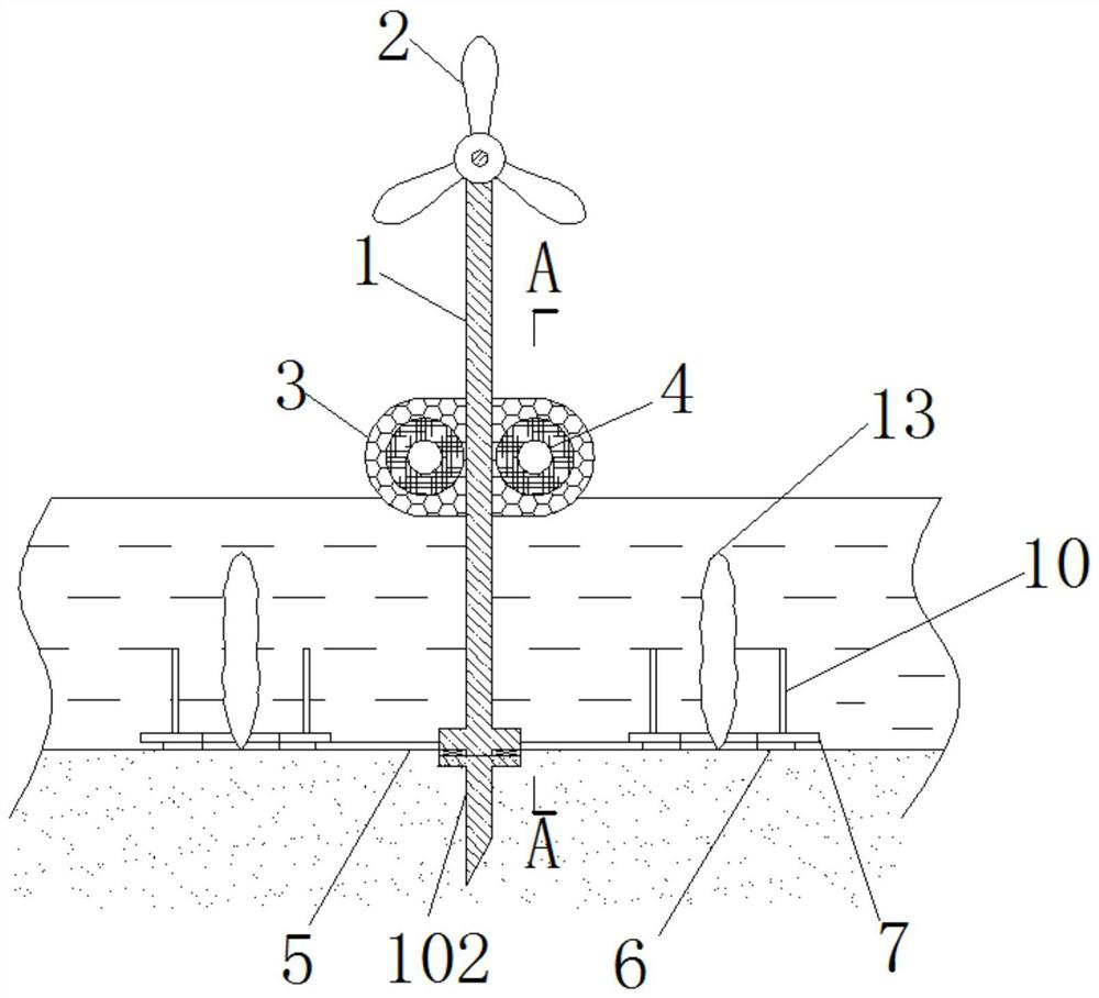 An auxiliary device for shallow sea kelp cultivation based on wind power generation